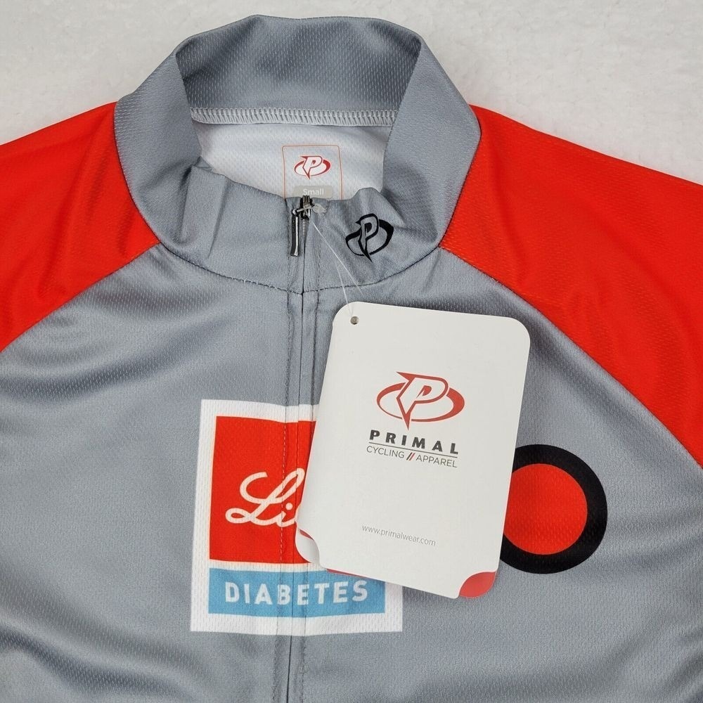 Primal Lilly Diabetes Cycling Jersey Mens Small S Full‎ Zip Short Sleeve NWT